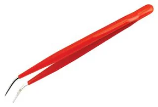 פינצטה מקצועית - 150MM - FINE HEAD - BENT SERRATED TIPS