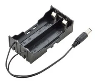 מארז סוללות 18650 - ל-2 תאים - 7.4V - עם שקע DC 2.1