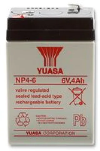 מצבר עופרת נטען - YUASA NP4-6 - 6V 4AH