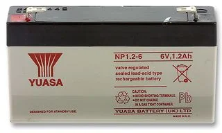 מצבר עופרת נטען - YUASA NP1.2-6 - 6V 1.2AH