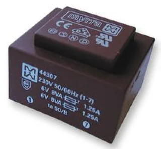 שנאי יצוק למעגל מודפס - 230V ⇒ 9V - 1778MA / 16VA