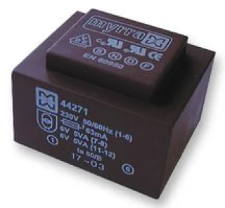 שנאי יצוק למעגל מודפס - 230V ⇒ 2X15V - 333MA / 10VA