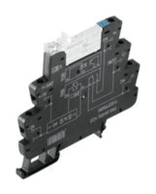 ממסר אלקטרוני עם תושבת לפס דין - 24VDC SPDT 6A