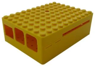 קופסת זיווד PI-BLOX צהובה עבור RASPBERRY PI 2