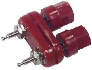 שקע בננה כפול 4MM להברגה לפנל - בידוד אדום / אדום
