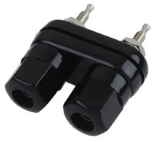 שקע בננה כפול 4MM להברגה לפנל - בידוד שחור / שחור