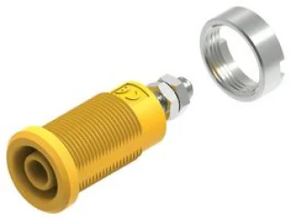 שקע בננה מבודד 4MM להברגה לפנל - בידוד צהוב