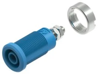 שקע בננה מבודד 4MM להברגה לפנל - בידוד כחול