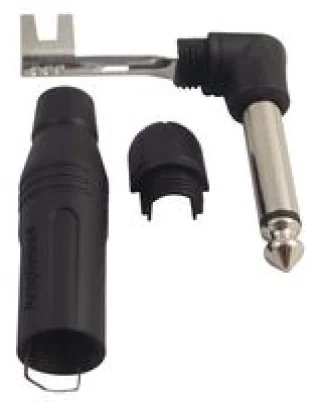 מחבר PL 6.35MM זכר להלחמה לכבל - מונו - זוויתי שחור - AMPHENOL