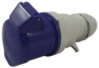 מחבר חשמל תעשייתי כחול - נקבה לחיבור לכבל - 2P+E , 230VAC , 32A