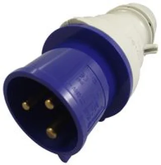 מחבר חשמל תעשייתי כחול - זכר לחיבור לכבל - 2P+E , 230VAC , 32A
