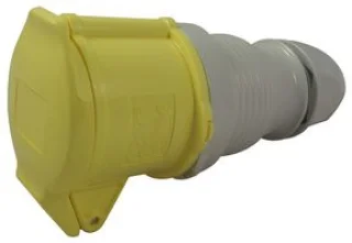 מחבר חשמל תעשייתי צהוב - נקבה לחיבור לכבל - 2P+E , 110VAC , 32A