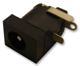 שקע DC זוויתי להלחמה למעגל מודפס - קוטר פנימי 2.1MM