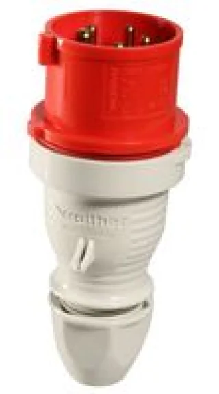 מחבר חשמל תעשייתי אדום - זכר לחיבור לכבל - 3P+N+E , 400VAC , 16A