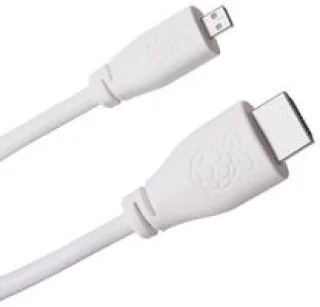 כבל MICRO HDMI 2.0 לבן עבור RASPBERRY PI 4 - אורך 1 מטר