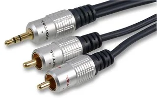 כבל אודיו/וידאו - 3.5mm סטריאו ל-2x RCA - אורך 1m