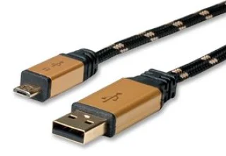 כבל ROLINE GOLD - 0.8M - MICRO B(M) ~ A(M) - USB 2.0