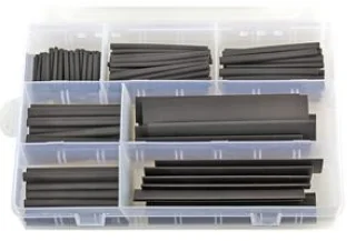 ערכת שרוולי התכווצות - יחס כיווץ 2:1 - שחור - 150 יחידות