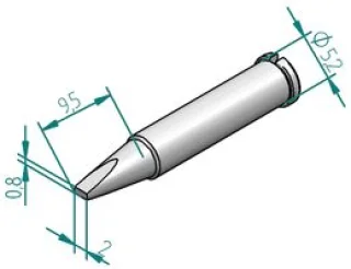 ראש לידית מלחם - ERSA 0102CDLF20 - CHISEL 2.0MM