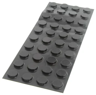 רגליות גומי שחורות נדבקות - פרופיל עגול - 19.0X4.1 מ''מ - 40 יחידות