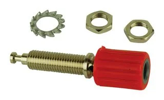 שקע בננה 4MM להברגה לפנל - בידוד אדום
