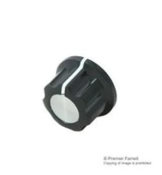 כפתור פלסטיק שחור עם מכסה אלומינים כסוף - 20MM
