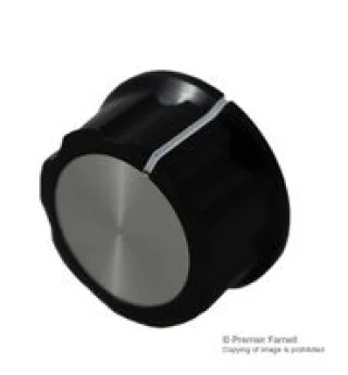 כפתור פלסטיק שחור עם מכסה אלומינים כסוף - 33MM