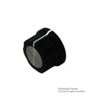 כפתור פלסטיק שחור עם מכסה אלומינים כסוף - 27MM