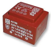 שנאי יצוק למעגל מודפס - 230V ⇒ 18V - 178MA / 3.2VA