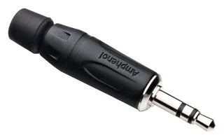מחבר PL 3.5MM זכר סטריאו להלחמה לכבל - שחור / כסוף - AMPHENOL