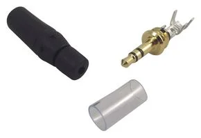 מחבר PL 3.5MM זכר סטריאו להלחמה לכבל - שחור / זהב - AMPHENOL