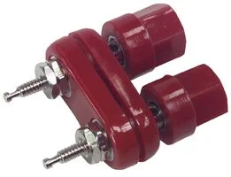 שקע בננה כפול 4MM להברגה לפנל - בידוד אדום / אדום
