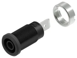 שקע בננה מבודד 4MM להברגה לפנל - בידוד שחור