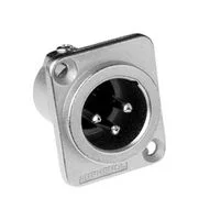 XLR Connector, 3 Contacts, Plug, Panel Mount, Silver Plated Contacts, Zinc Alloy Body, ACZ