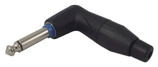 מחבר SWITCH PL 6.35MM זכר להלחמה לכבל - מונו - זוויתי שחור - AMPHENOL