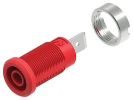 שקע בננה מבודד 4MM להברגה לפנל - בידוד אדום