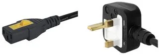 כבל חשמל יצוק עם נעילת 2M , IEC C19 ~ UK PLUG - V-LOCK