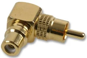 מתאם RCA PLUG - RCA SOCKET RIGHT ANGLED