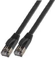 כבל רשת יצוק מסוכך - FLAT CAT6A 0.5M - בידוד שחור