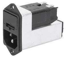 מודול כניסת חשמל מסונן IEC C14, 10A, 250VAC, מחזיק נתיכים 2 קטבים