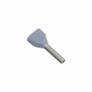 סופיות מבודדות כפולות לכבל 0.75MM² - אפור - 100 יחידות