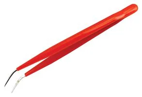 פינצטה מקצועית - 150MM - FINE HEAD - BENT SERRATED TIPS