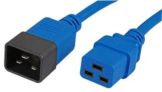 כבל חשמל יצוק - בידוד כחול - IEC C20 ~ IEC C19 - 16A - 250V - 3M