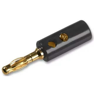 תקע בננה מצופה זהב 4MM לכבל - בידוד שחור