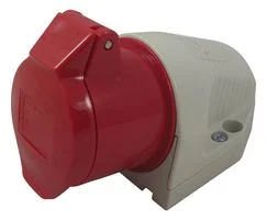 מחבר חשמל תעשייתי אדום - נקבה לחיבור לקיר - 3P+E , 400VAC , 16A
