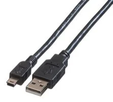 כבל USB Type A זכר ל-Mini Type B זכר, 3 מטר, USB 2.0, שחור