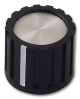 כפתור פלסטיק שחור עם מכסה אלומינים כסוף - 45MM