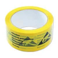 סרט הדבקה אנטי סטטי צהוב עם סימון שחור - רוחב 50MM