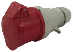 מחבר חשמל תעשייתי אדום - נקבה לחיבור לכבל - 3P+E , 400VAC , 16A