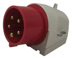 מחבר חשמל תעשייתי אדום - זכר לחיבור לקיר - 3P+N+E , 400VAC , 16A